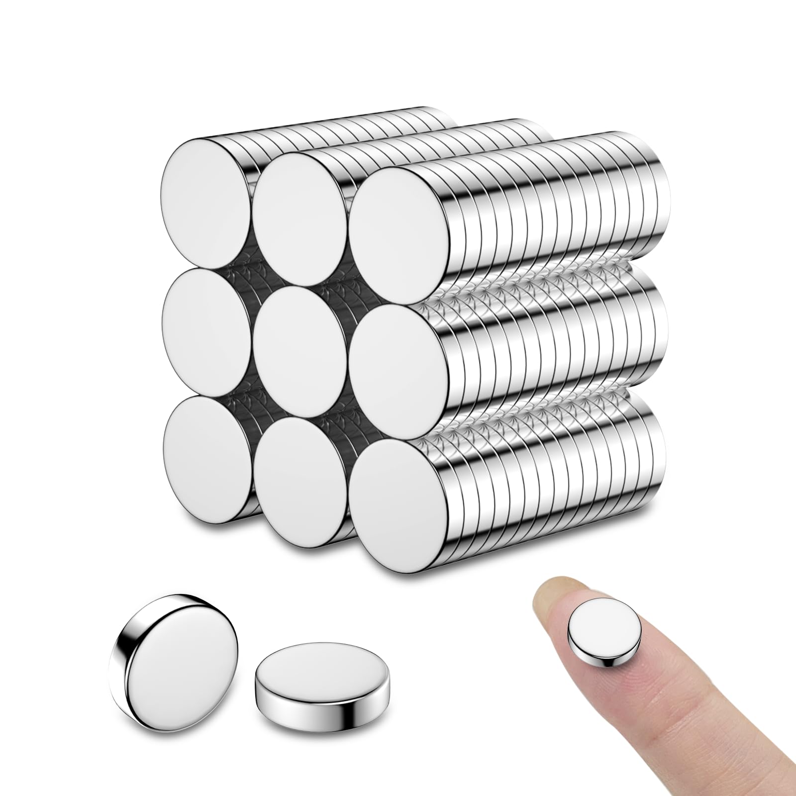 65 Pack 10×2mm Strong Magnets, Neodymium Magnet, Small Magnets for Crafts, Refrigerator, Whiteboard, DIY, Office, Door, 3D Printer