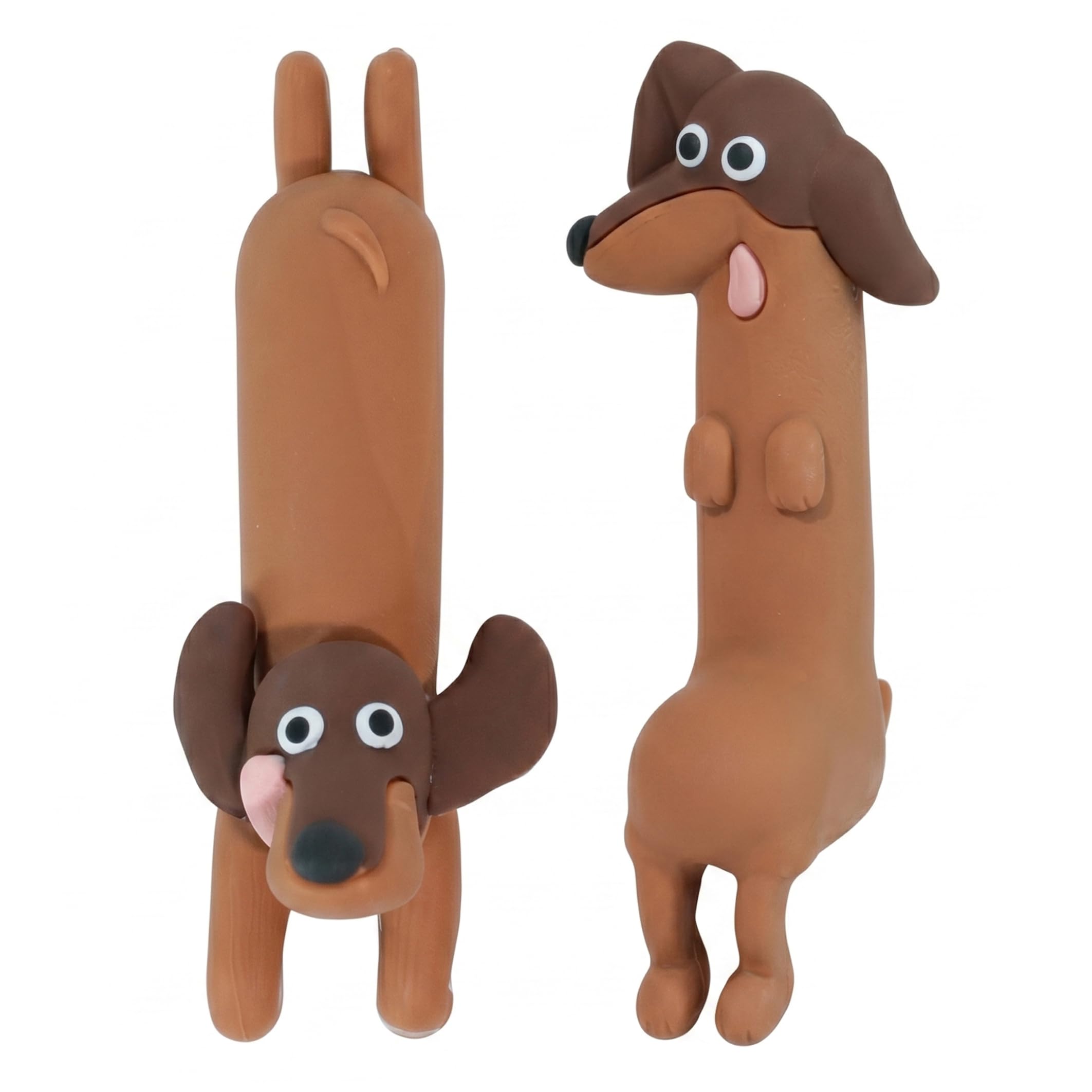 Bemonew Computer Monitor Decor, 2PCS Cute Dachshund Figurines Funny & Stress Relief Desk Ornament for Office & Home, Style-1