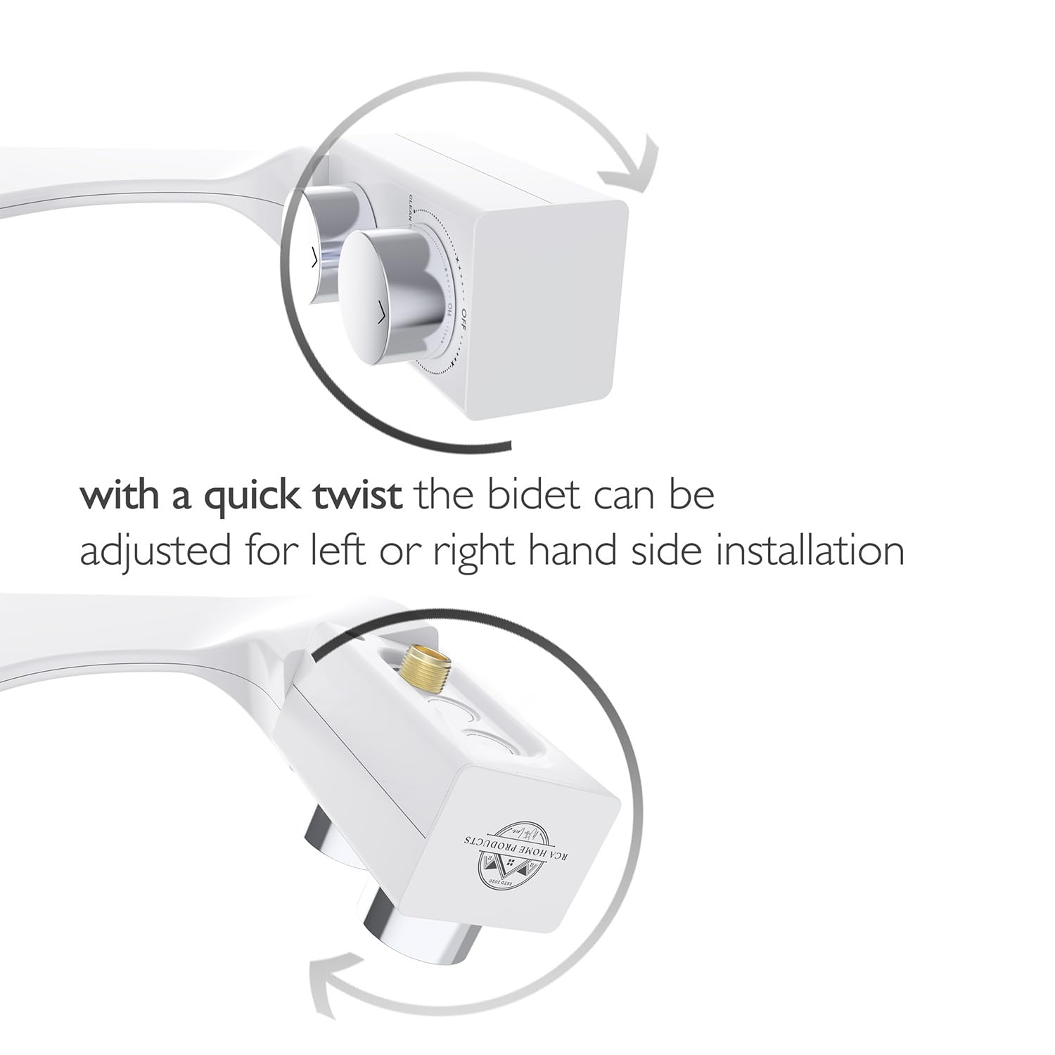 BIDETbidet Links/Rechts Reversible Süßwasser Deluxe Ultra-Slim WC-Aufsatz Austauschbarer Knauf Set Nicht Elektrisch Mit Düsen Scharnierdesign Einfache Installation Passend Für Die Meisten Toiletten