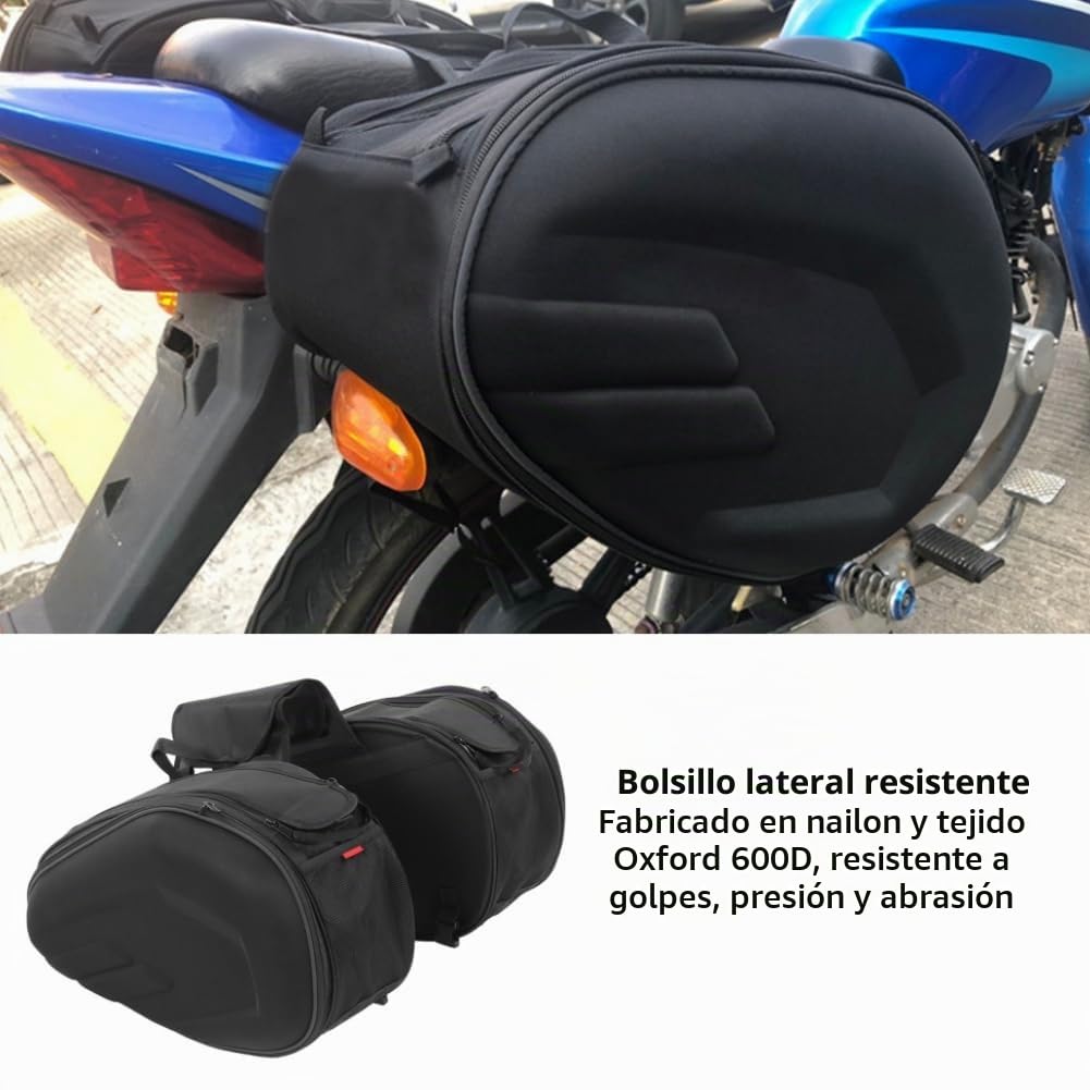 Bolsa Sillín Motocicleta Gran Capacidad Tela Oxford 600D Impermeable Universal para Viajes Negro