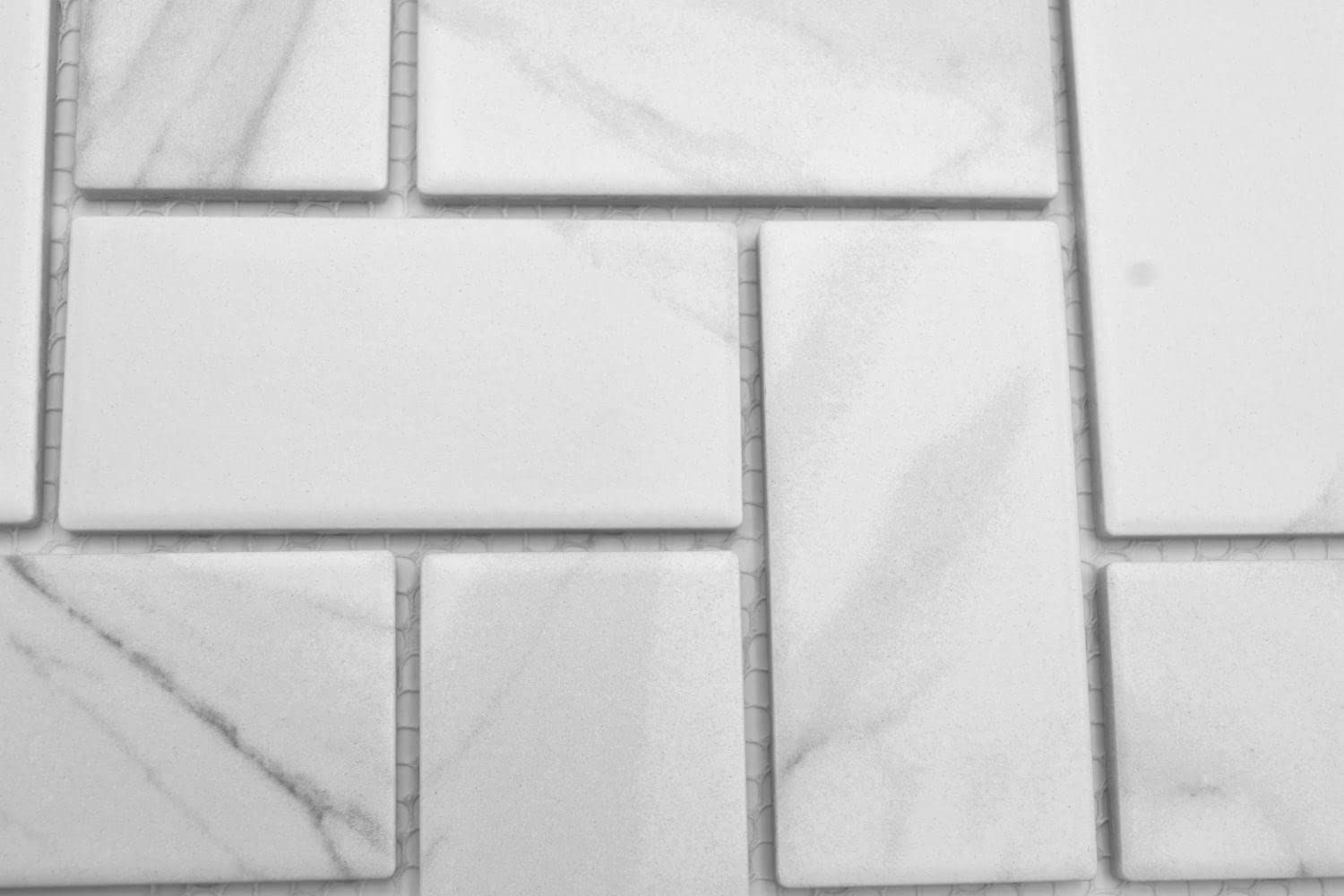 Azulejo de mosaico de cerámica Carrara en espiga blanco gris mate pared de cocina pared de ducha | 10 alfombrillas de mosaico