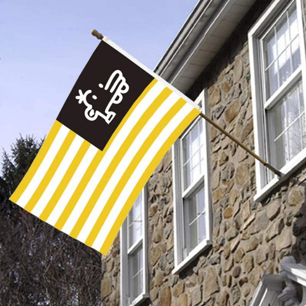 NICMIKOS Manny-Flagge 91x152 Cm – Schwarz-Gelb Mit Messingösen Für Garten, Party & Dekoration