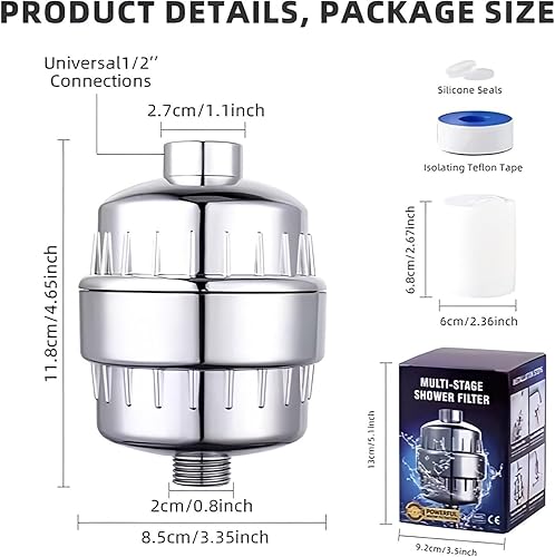 Miniatura 4 de Filtro de ducha para agua dura, suavizante de agua de alto rendimiento, elimina el cloro y el fluoruro. Agua blanda filtrada con vitamina A  E. El