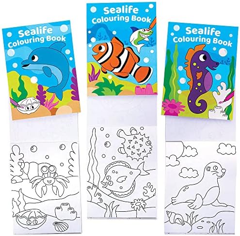 Baker Ross FE577 Mini Colouring Books - Pack of 12, Great for Kids Drawing, School or Home Art Activities, Individual Playtime or Party Crafts, Assorted