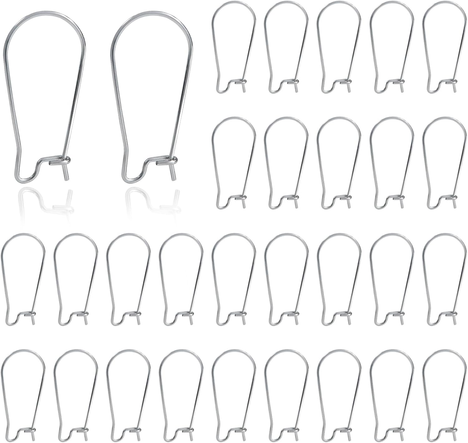 TOAOB 100pcs Earring Hooks Hypoallergenic Stainless Steel Kidney Ear Wires Interchangeable Dangle Earwire Hooks Silver 20mm Earring Findings Parts for DIY Jewelry Making