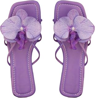 WDIRARA Women's Flower Sandals Dressy Summer Slippers Slides Beach Flat