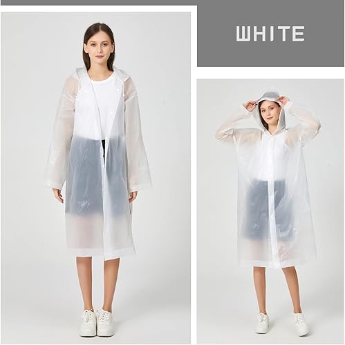 Miniatura 6 de RUISHYY Ponchos de lluvia para adultos, mujeres y hombres (paquete de 2 a 5), abrigos de lluvia reutilizables de EVA, chaquetas largas sueltas