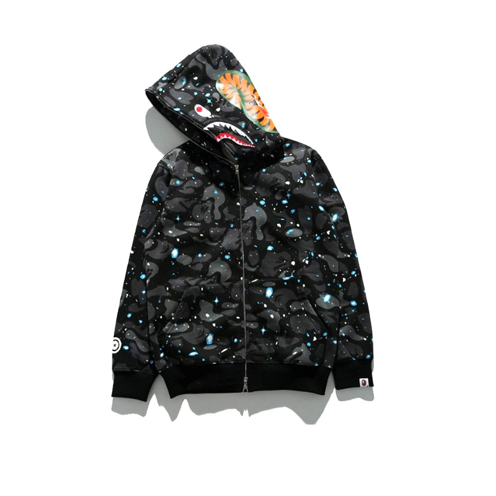 Shark Jaw Camo Jacket Hoodie Shark Mouth Sweatershirt Full Zip Up for Adults