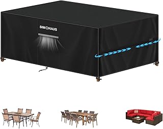 Abdeckung für Gartenmöbel Wasserdicht,Abdeckplane Gartenmöbel Anti UV 420D Oxford Abdeckhaube Gartentisch Schutzhülle für Gartenmöbel Tisch und Stühle,Balkonmöbel,Lounge Möbel 220x120x75cm