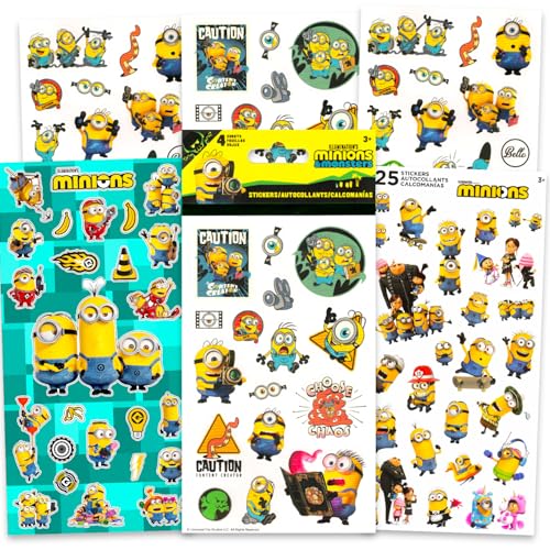 Minions and Monsters Sticker Pack for Boys & Girls Bundle - 6 Sheets of Stickers for Kids Birthday Party Decorations Goodie Bags | Despicable Me Minions Birthday Party Favors
