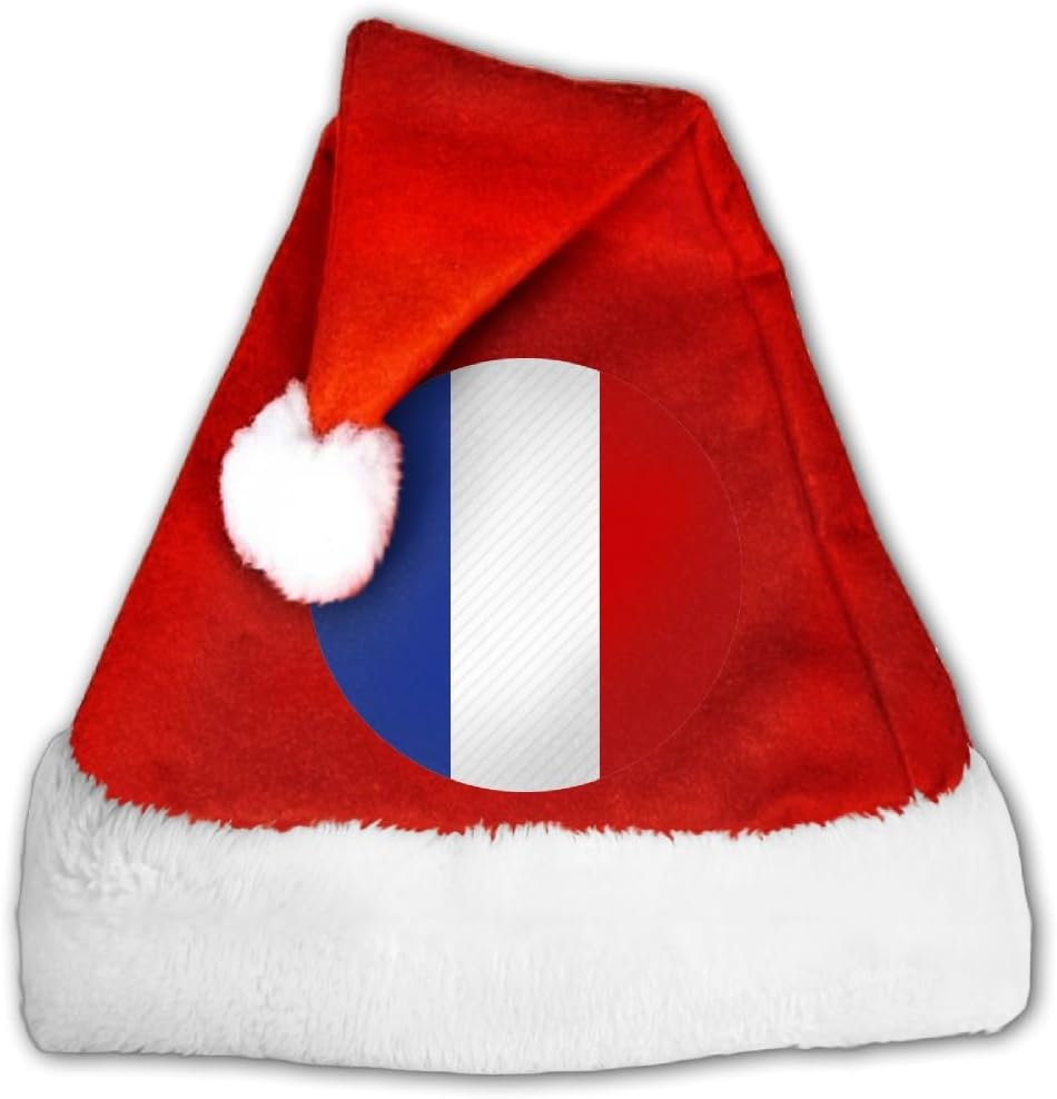 BAOBAO123 France Flag Holiday Theme Hats Christmas Santa Hat For Adults and Children