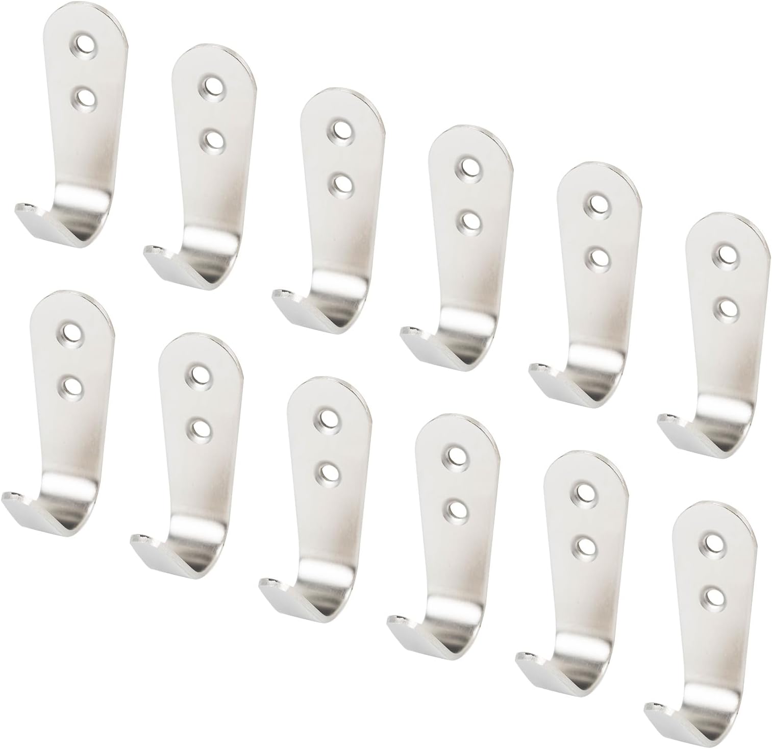 12 Pcs Stainless Steel Hooks for Hanging, Heavy Duty Wall Hooks - for Coat, Robe, Towel, Keys in Bathroom, Kitchen, Garage, Office & Outdoor (Silver)