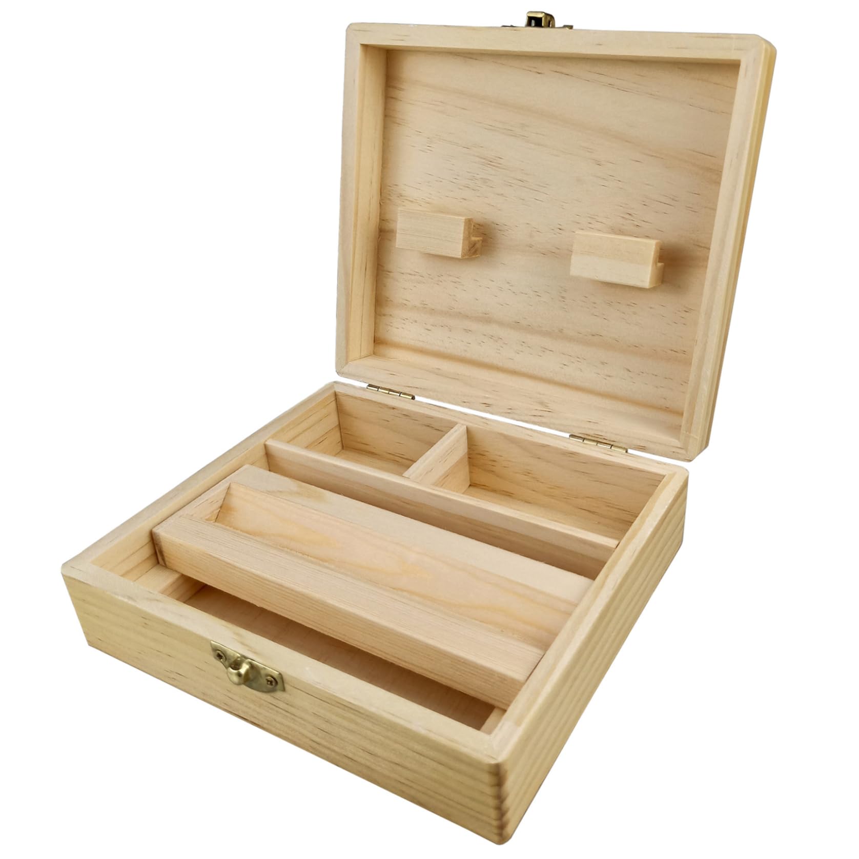 Boîte de rangement en bois à 3 compartiments avec plateau et serrure
