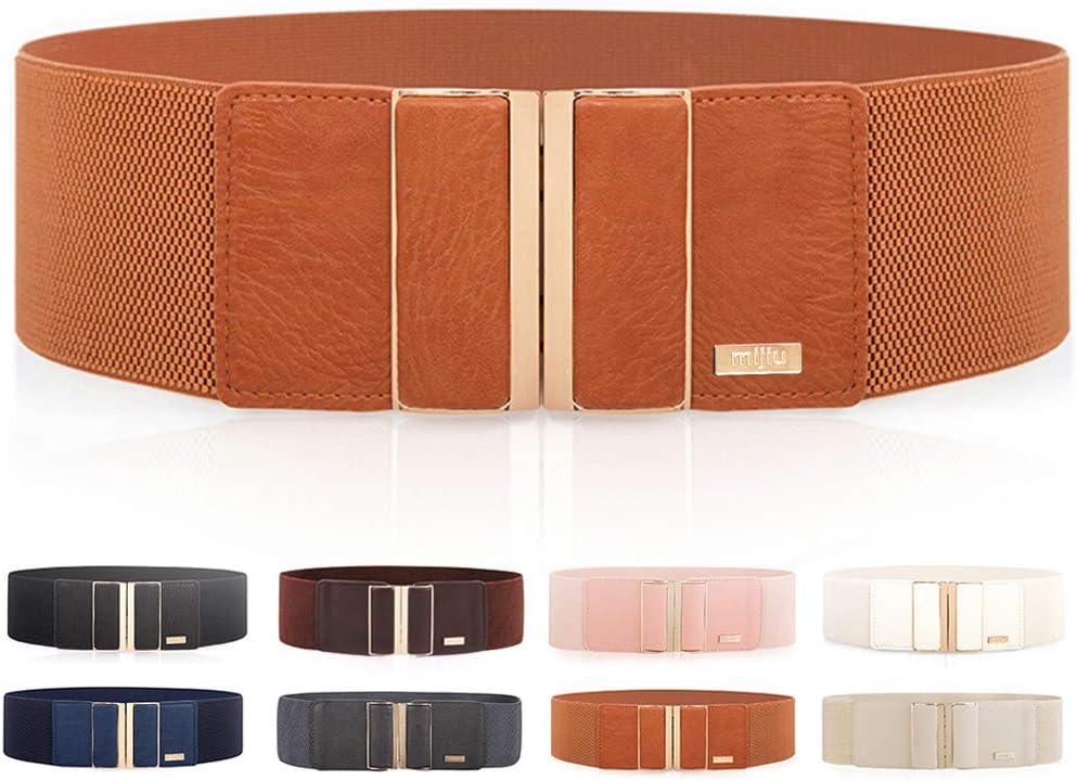 Women's Stretch Elasticated Belts Elasticated Belts Wide Belts Dress Belts Thin Belts For High Gloss Metallic Buckle Multiple Colors
