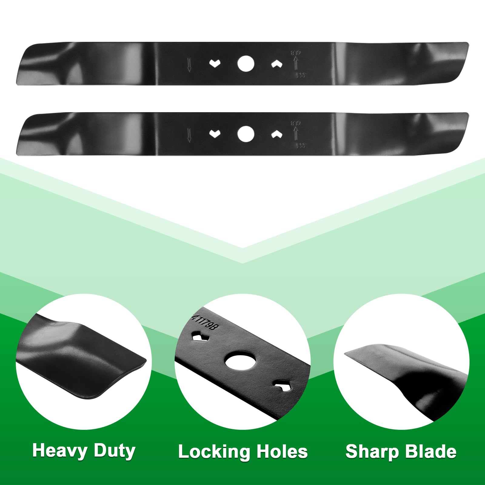 Wadoy Paquete de 2 cuchillas de cortacésped de 21 pulgadas compatibles con Greenworks de 21 pulgadas, pieza de repuesto para MO40L03, MO48L4422, MO40L4413