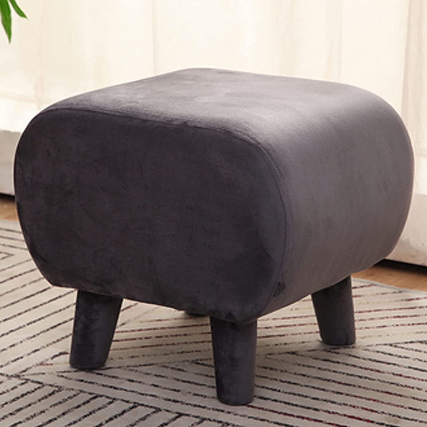 Repose-Pieds Ottoman Rectangulaire en Flanelle avec Pieds Amovibles