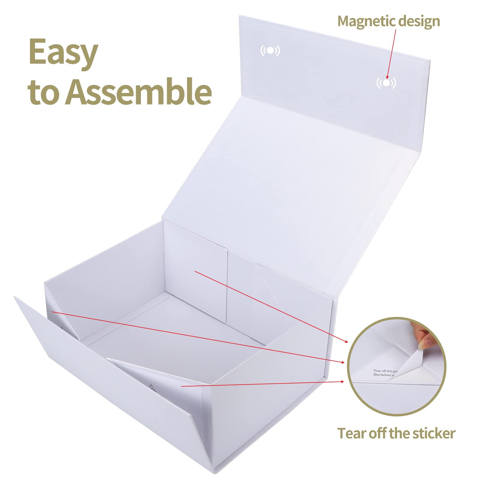 Giftgarden Confezione da 4 scatole regalo bianche 20,5 x 12,5 x 10,1