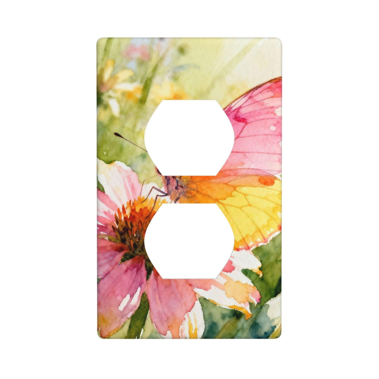Butterflies and Wildflowers Decorative Switch Plate Cover-Unbreakable Polycarbonate Wall Plate for Home Office, 1 Gang with Screws