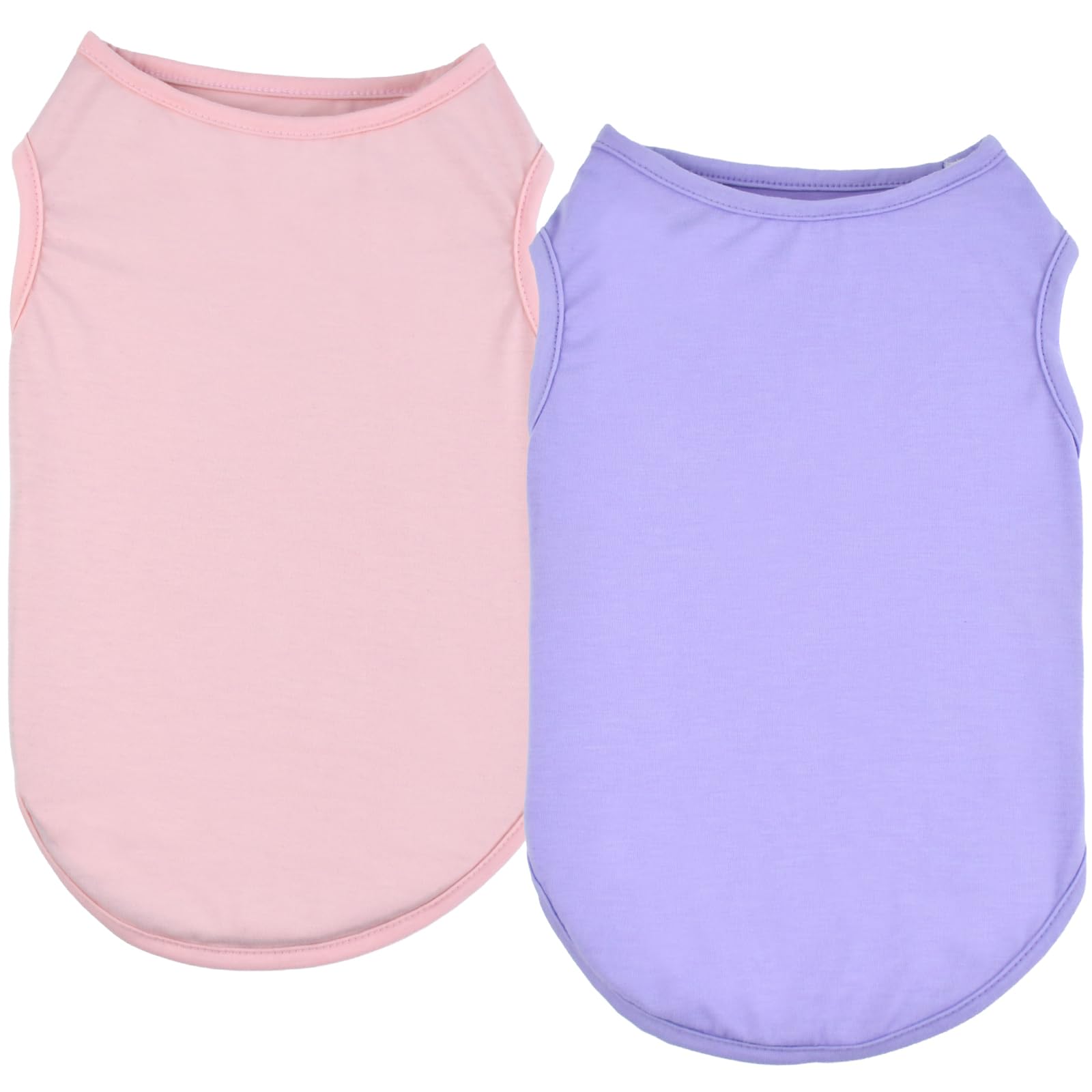 Confezione da 2 canottiere per cani di taglia piccola, media e grande, senza maniche, rosa e viola, per primavera estate, traspirante, abbigliamento colorato per cani maschi e femmine (rosa e