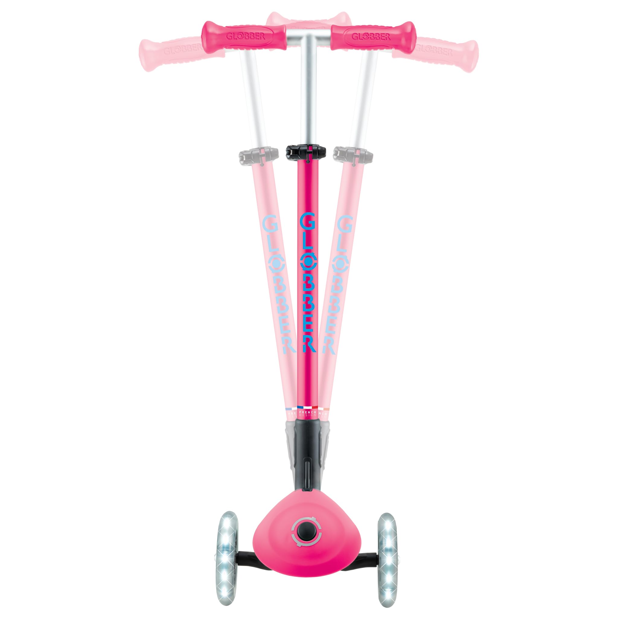 GLOBBER Primo Foldable Plus Lights Roller – Monopattino per bambini dai 3 anni in su, monopattino 120/80 mm, ABEC 5, 3 ruote con ruote LED, regolabile in altezza