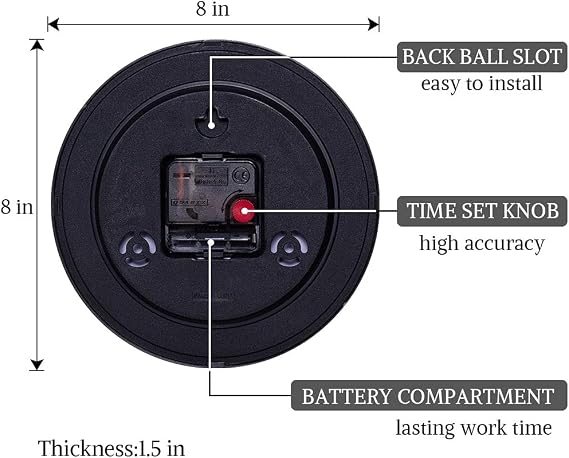 SAC SMARTEN ARTS 8 Silent Quartz Wall Clock Non-Ticking Digital Clock