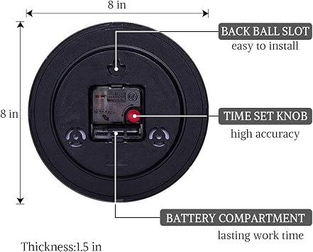 SAC SMARTEN ARTS 8 Silent Quartz Wall Clock Non-Ticking Digital Clock