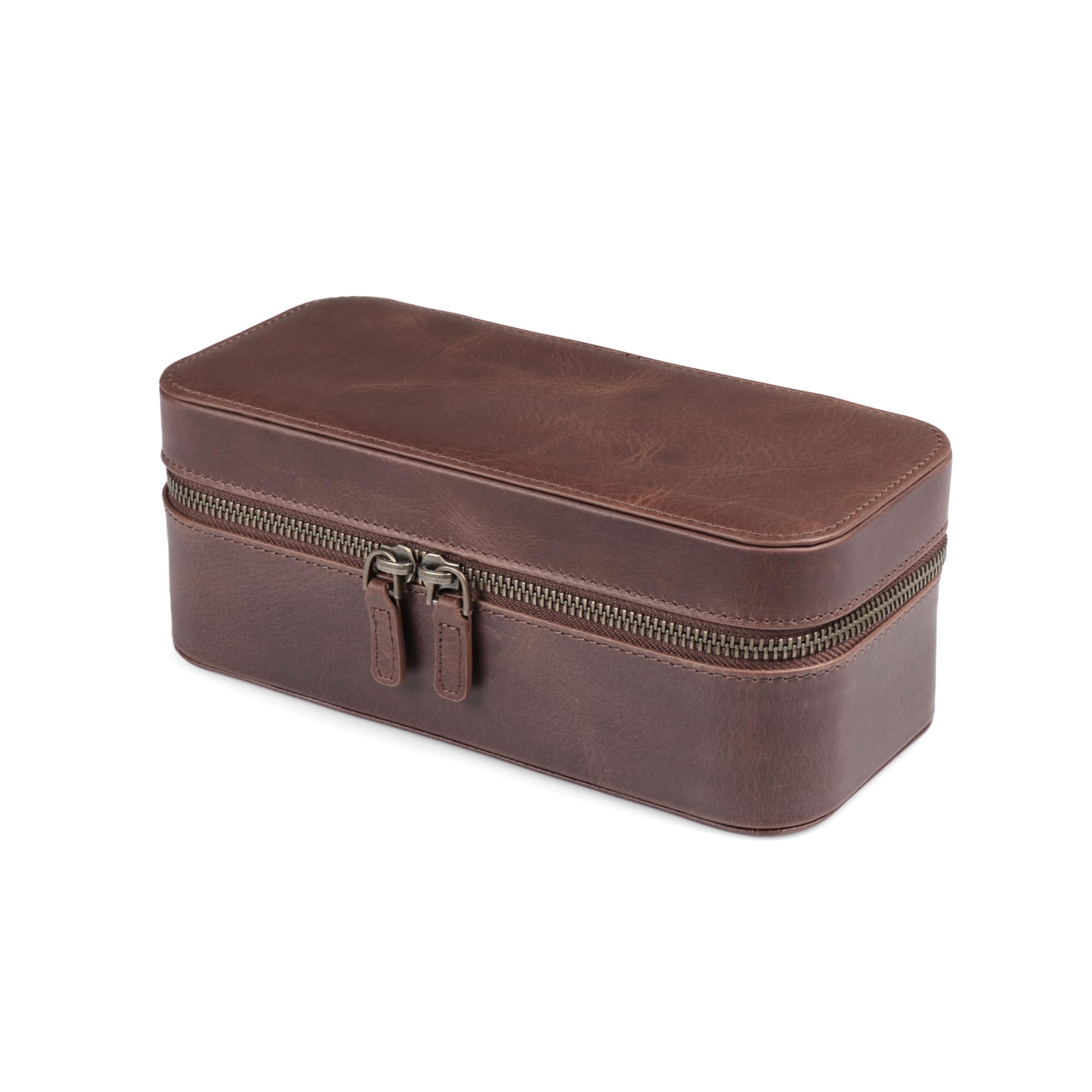 Londo Belmont - Scatola per orologi in vera pelle, elegante e resistente, custodia protettiva per orologi, organizer di alta qualità per collezionisti di uomini e donne (marrone)