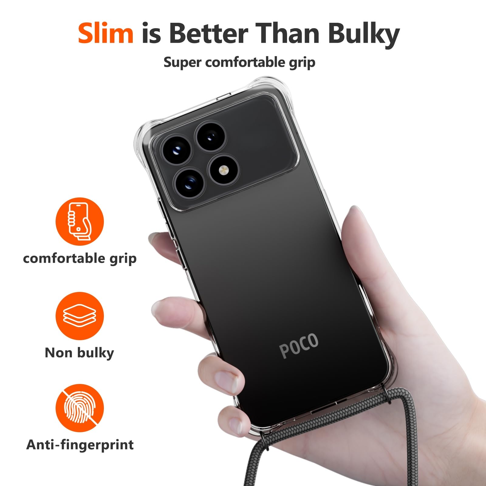 Etui kompatybilne ze sznurkiem Xiaomi Poco F8 Ultra, niebieskie | Etui na telefon ze smyczą, przezroczyste, silikonowe, odporne na uderzenia, poduszki powietrzne, wzmocnione rogi