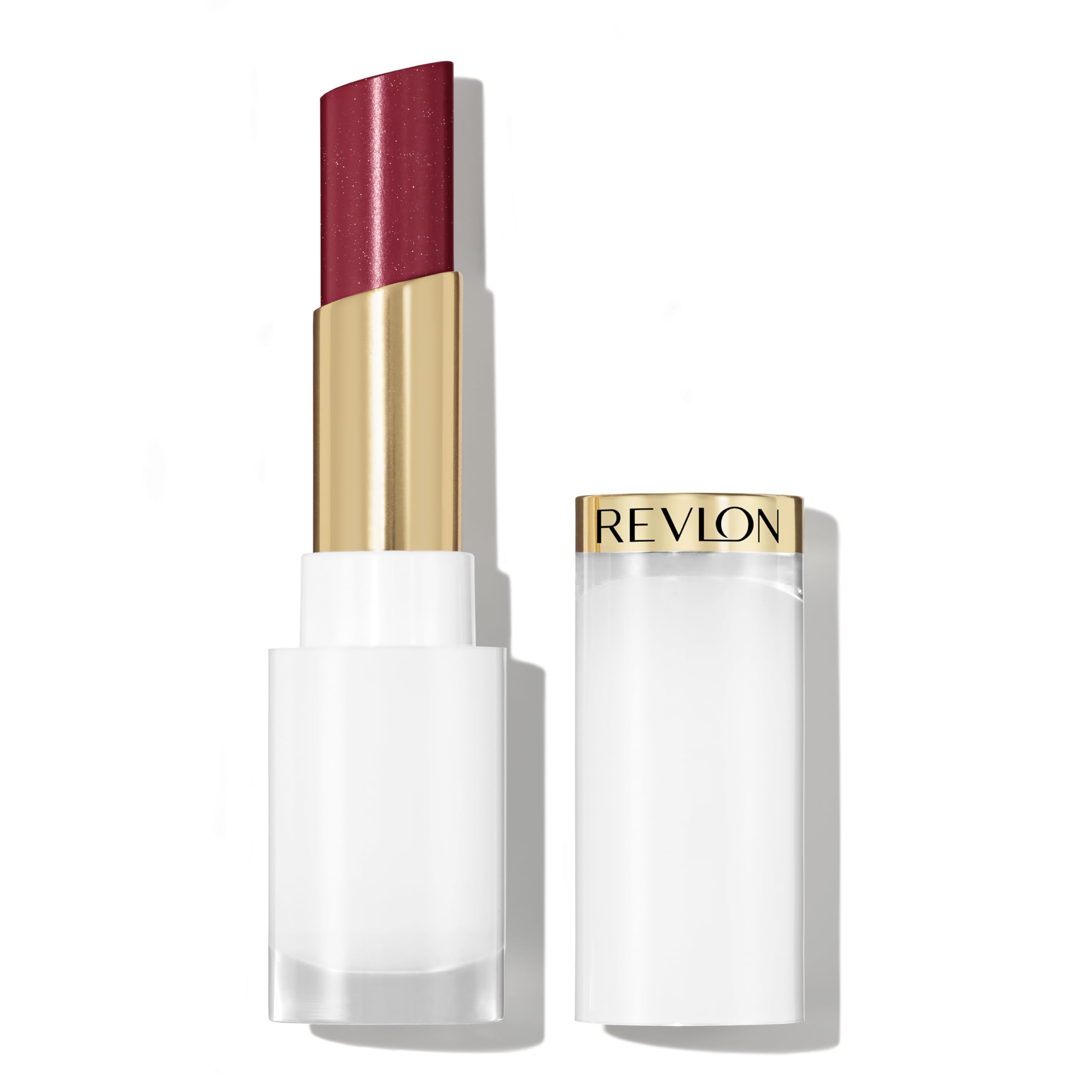 REVLON Super Lustrous Glass Shine Balm, Hydrating Tinted Lip Balm with Hyaluronic Acid, Aloe & Rose Quartz, Medium-Dark Plum Lipstick, NEW Shade, 016