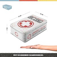 Vista 2 de Nostalgic-Art Retro storage tin box flat, 84.5 oz, First Aid Kit – Gift idea for nostalgia fans, metal can with lid, vintage design