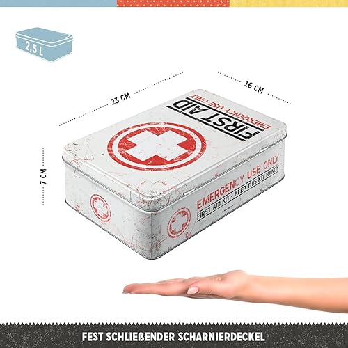 Miniatura 2 de Nostalgic-Art Caja de lata de almacenamiento retro plana, 84.5 onzas, kit de primeros auxilios idea de regalo para fanáticos de la nostalgia, lata