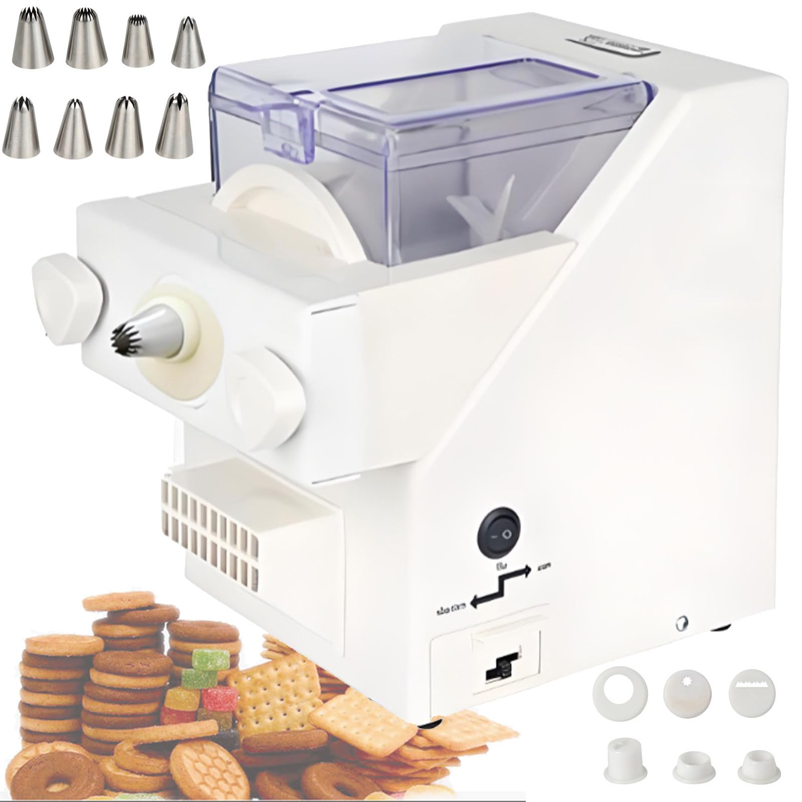 Quixnova Biscuit Form Maker Multifunctional Cookie-Making Tool, 8 Different Nozzles and 6 Biscuit Molds, Automatic Cookies Making Machine for Dessert Shop, Kitchen