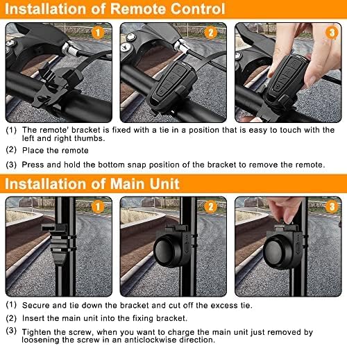 Miniatura 9 de ONVIAN Wireless Bike Alarm with Remote, 115dB Loud Bicycle Anti Theft Alarm Vibration Motion Sensor System, USB-C Rechargeable Bike Alarms for