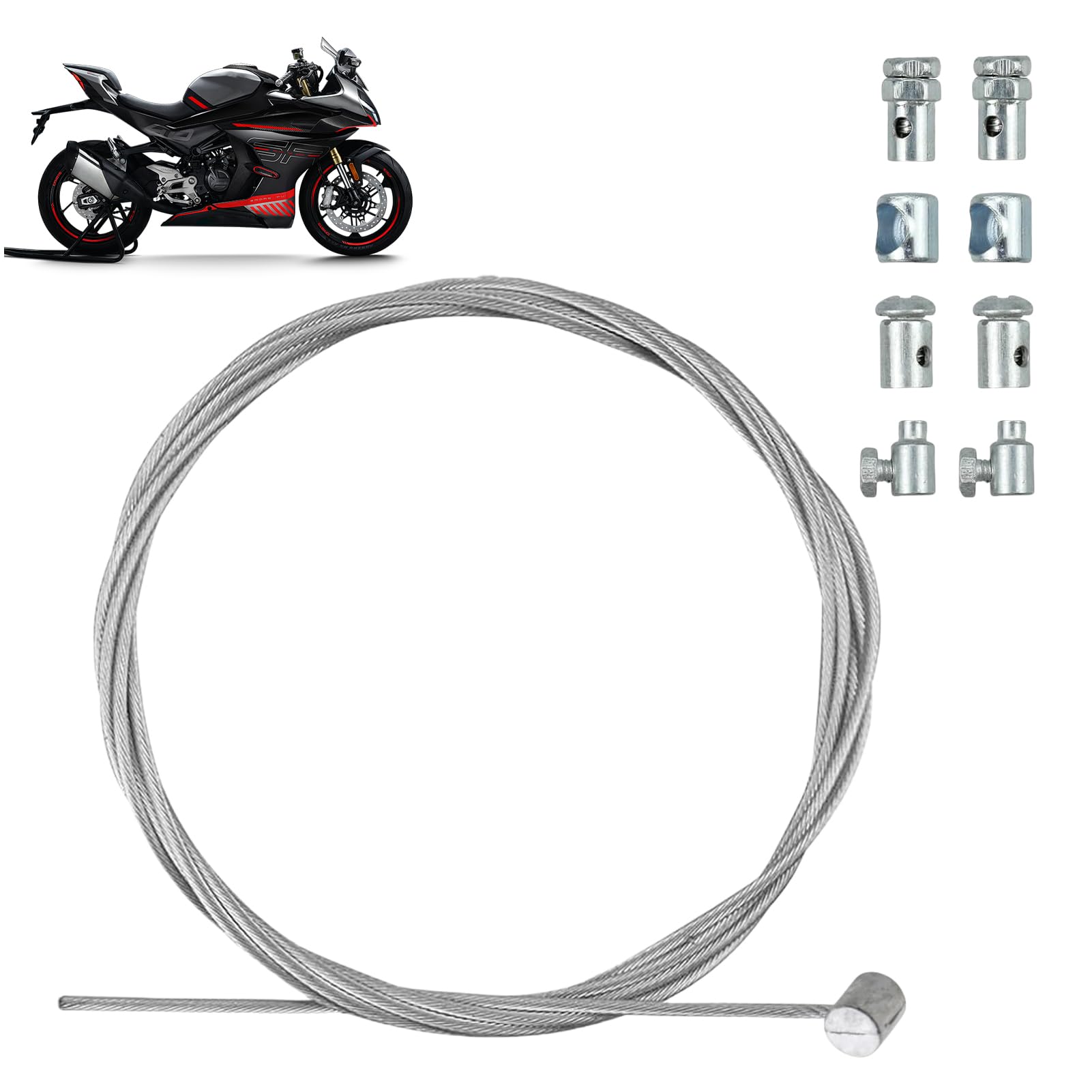 Cavo Frizione Moto Universale 1,3M con 8 Pezzi Kit di Riparazione per Moto e Cross