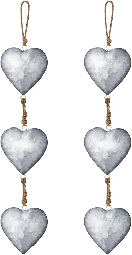 Moxweyeni 2 Pieces Metal Heart Wall Decor Galvanized Heart Wall Hanging Sign Valentine's Day Rustic Wall Hanging Art for Home Indoor Outdoor(Silver)