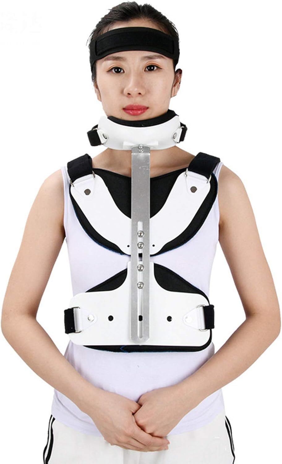Head-Neck-Chest Orthosis, Adjustable Neck-Chest Orthosis Support, Lumbar Support, Rehabilitation Device Fixed Braces,B