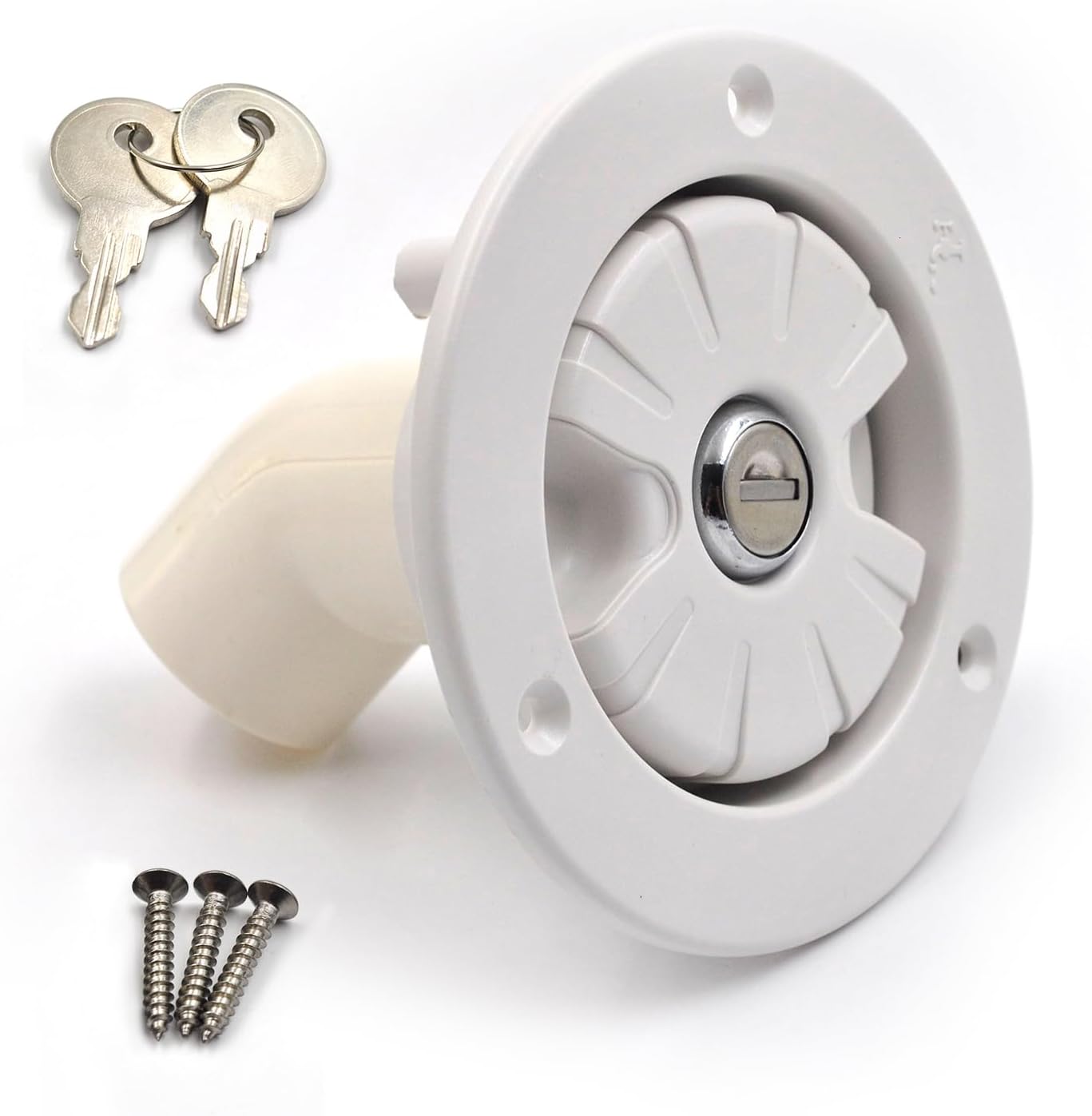 RV Gravity Water Fill Cap, Fresh Water Locking Cap with 2 Keys, for Camping Trailer RV Water Fill Hatch Inlet (White)