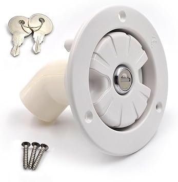 RV Gravity Water Fill Cap, Fresh Water Locking Cap with 2 Keys, for Camping Trailer RV Water Fill Hatch Inlet White