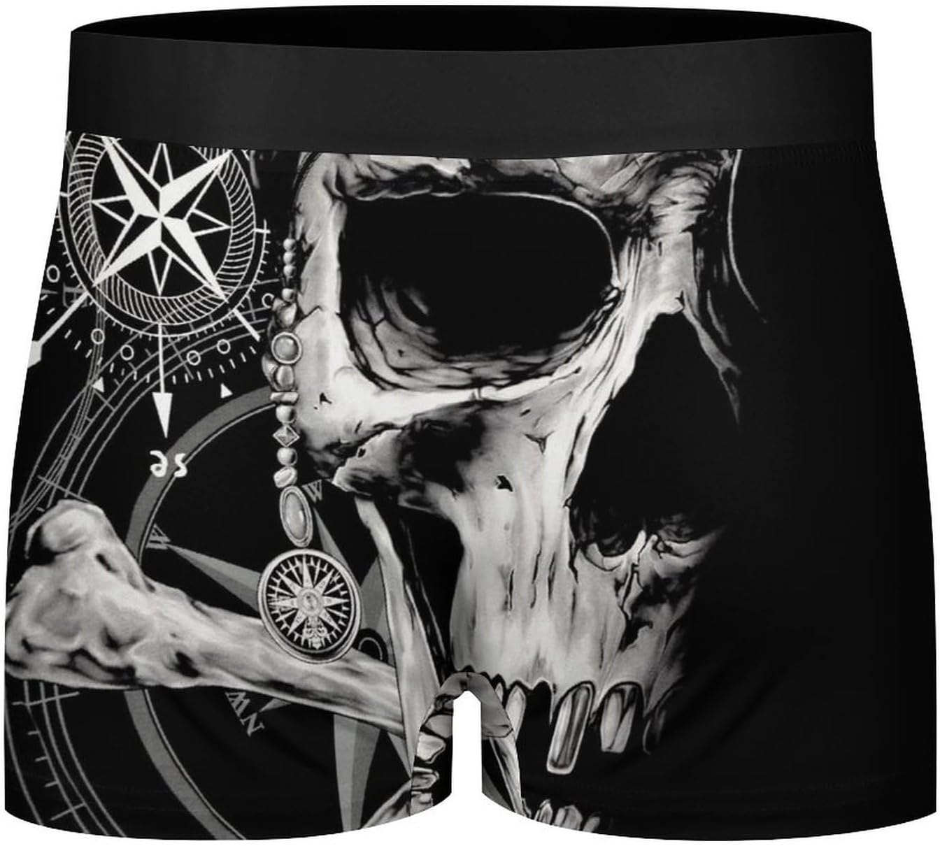 Pirates Skull Compass Men's Underwear Boxer Briefs Breathable Shorts Elastic Waistband