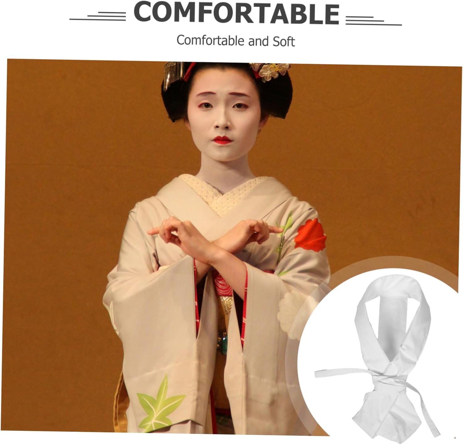 Japanese Kimono Collar Replacement Accessory for Women, White Decorative