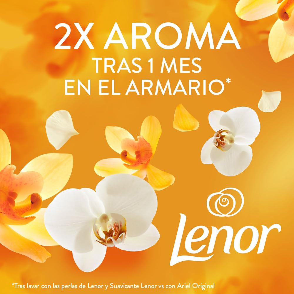 Lenor UNstoppables Perlas de Perfume para la Ropa, 96 Lavados (6 x 195g), Suavizante con Fragancia Orquidia Dorada, Potenciador de Frescor