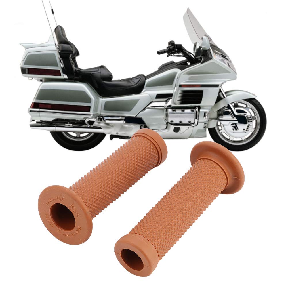 Poignées De Guidon Moto Universelles 22mm - 2 Pièces En Plastique Vintage - Couleur Rouge-marron