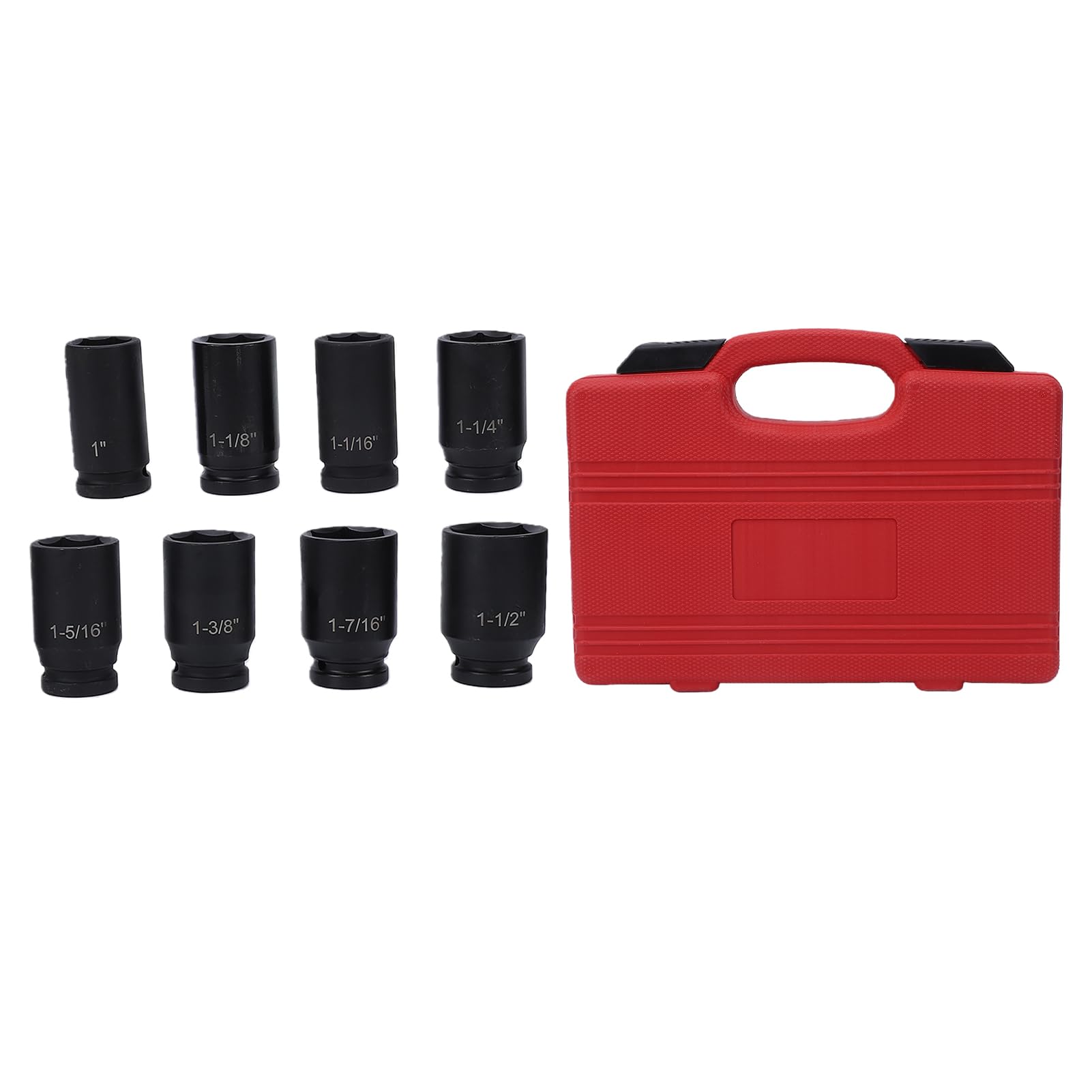 Akozon Juego 8 Vasos Impacto 3/4 Pulgadas Accionamiento Acero CrMo Profundos 6 Puntos SAE 1 a 1-1/2 Pulgadas para Autos CMB0135