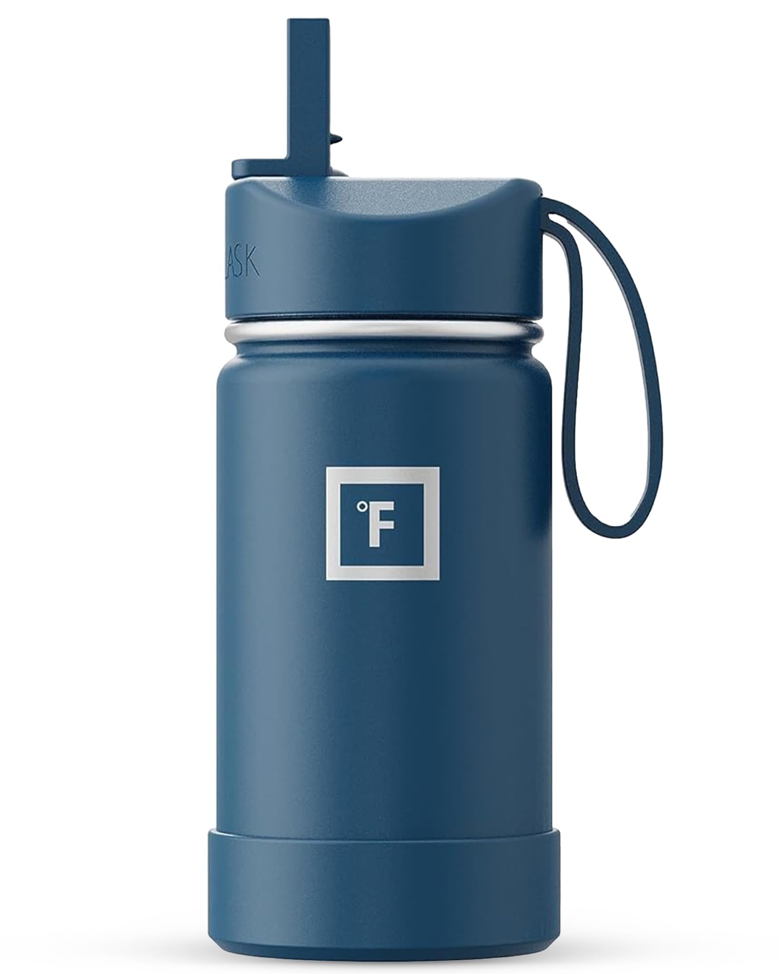 IRON °FLASK Kids Water Bottle - Straw Lid, 20 Name Stickers, Vacuum Insulated Stainless Steel, Double Walled Tumbler Travel Cup, Thermos Mug - Twilight Blue, 14 Oz
