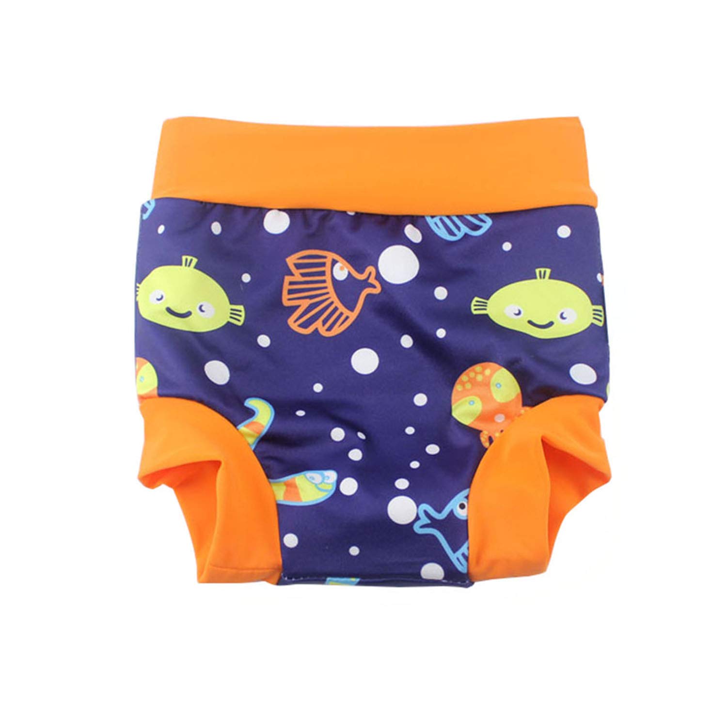 Bebé niños nadar pañales cubre pañales cintura alta natación pantalones cortos protección del vientre (3-5 Año, Armada+ Azul)