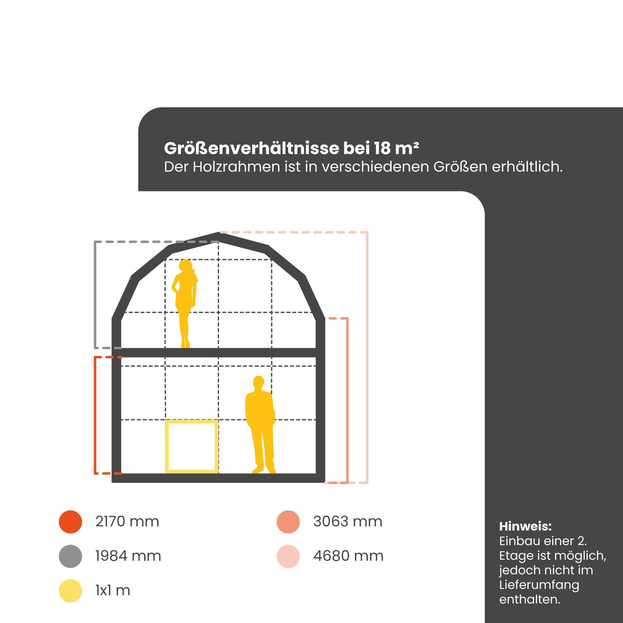Bausatz Gartenhaus, Tiny House, Holzhaus, 2 Etagen, High Dome 18m² Braun Bausatz mit Allen Einzelteilen, Innen- & Außen individuell gestaltbar