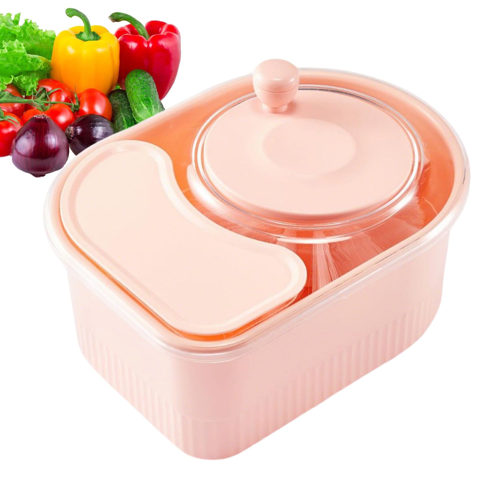 Lavastoviglie, Lavastoviglie rotante manuale (32 x 19 cm) – Setaccio drenante – Coperchio antispruzzi, pelapatate, cucina – insalate fresche in 30 s – Design ergonomico