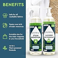 Vista 2 de Puracy Paquete de lavandería - Removedor de manchas a base de enzimas para ropa y detergente líquido natural para ropa concentrado con enzimas que