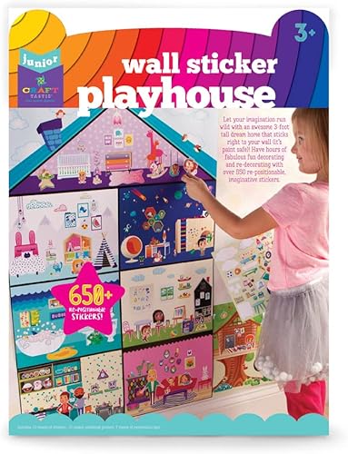 Miniatura 1 de Craft-tastic Jr - Vinilo adhesivo de pared - Casa de ensueño de 3 pies de alto con más de 650 calcomanías reutilizables