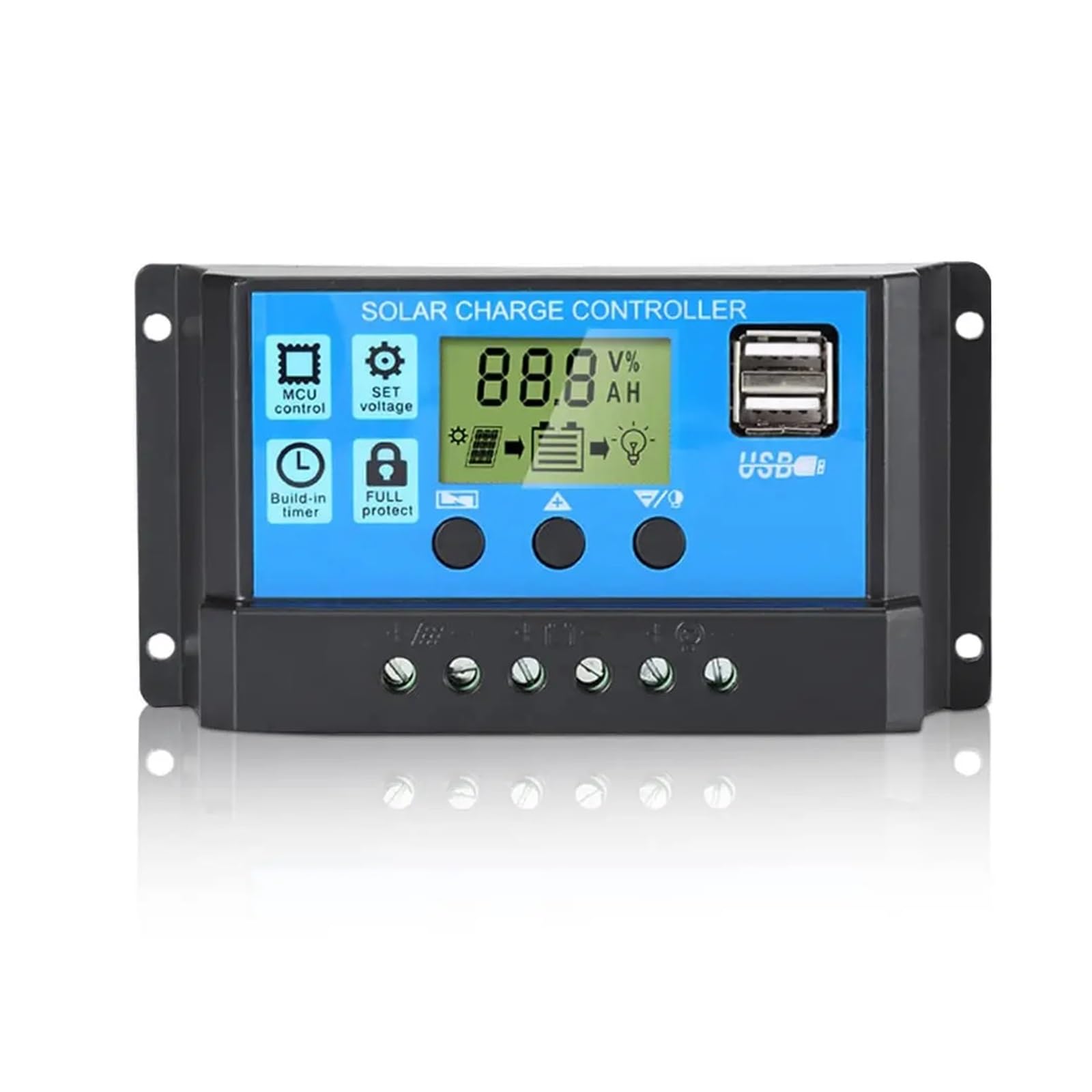 CUDTAPI Solar Char Controller MPPT 10A 20A 30A 40A 50A 60A LCD Display 12V 24V AUTO Dual USB Solar Char And Dischar Controller(30A)